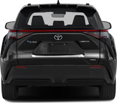 Rear view of electric SUV with AWD and Limited trim badges