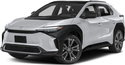 Front and side view of an electric SUV with LED headlights and alloy wheels.