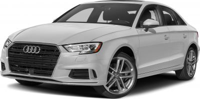 Front view of sedan with LED headlights and alloy wheels