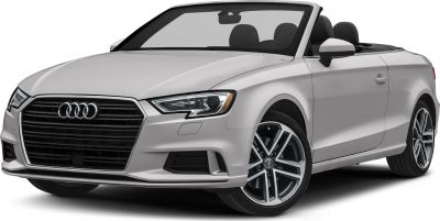 Front angle view of convertible with prominent grill and alloy wheels