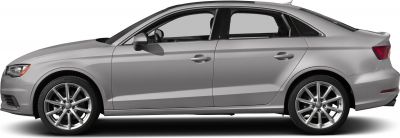Side profile of sedan with alloy wheels and sleek design