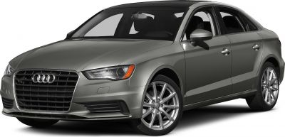 Front-side view of sedan with sleek headlight and alloy wheels