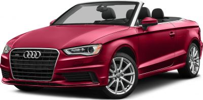 Front view of red convertible with grille and alloy wheels