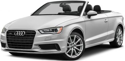 Front-side view of silver convertible with LED headlights and alloy wheels