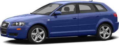 Side profile of blue hatchback with sporty alloy wheels.