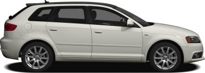 White hatchback with alloy wheels and roof rails in side profile