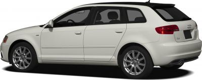 White hatchback with sporty alloy wheels viewed from the side
