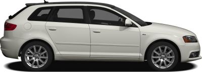 White hatchback side view with silver alloy wheels