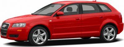 Red 5-door hatchback side view with alloy wheels.