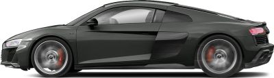 Side profile with spinning wheels and visible red brake calipers