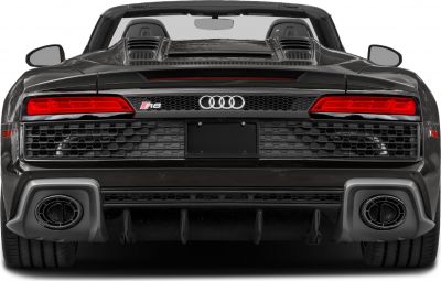 Rear view of a convertible with dual exhausts and LED taillights
