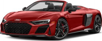 Red convertible sports car with black honeycomb grille and multi-spoke alloy wheels