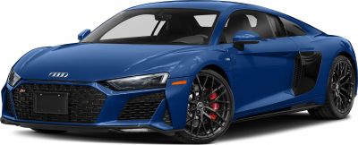 Blue supercar front and side view with black grille and sporty wheels
