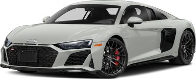 Front and side view with LED headlights, grille, black wheels, and side air intake