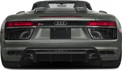 Rear view with tail lights, dual exhausts and diffuser