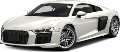 Front view of a sporty coupe with hexagonal grille and LED headlights