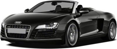 Front view of sleek convertible with distinctive headlights and aerodynamic design