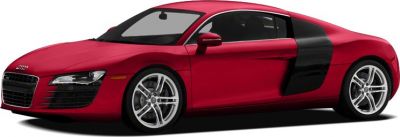Sleek red coupe with distinctive black side blade and alloy wheels