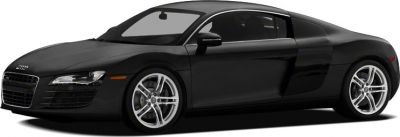Side profile of black Audi R8 Coupe with alloy wheels