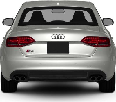 Rear view with LED tail lights and quad exhaust pipes
