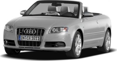 Front view of silver convertible with grille and headlights
