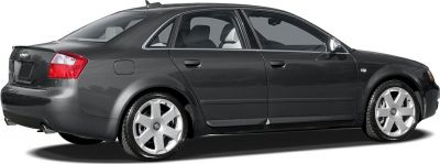 Side profile of sedan with silver alloy wheels
