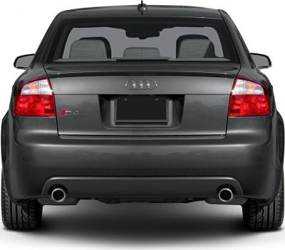 Rear view with dual exhaust and tail lights