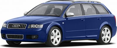 Blue sporty station wagon with alloy wheels and roof rails