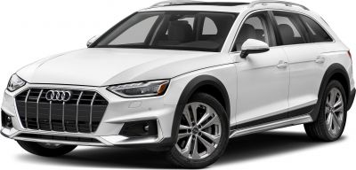 front side view large grille LED headlights roof rails alloy wheels