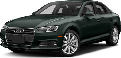 Front left view of sedan with LED headlights and distinctive grille