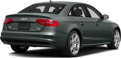 Rear view of a sedan with LED taillights and dual exhaust pipes