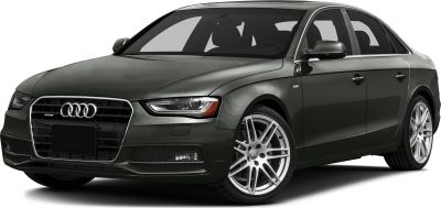 Luxury sedan front view with sharp headlights and prominent grille
