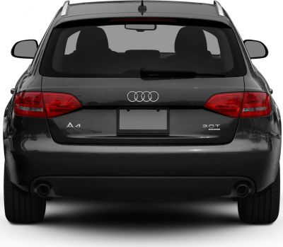 Rear view of wagon with dual exhausts and rear windshield wiper