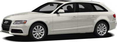 Front side view of a white station wagon with alloy wheels