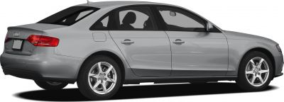 Rear side view of silver sedan with alloy wheels and smooth body lines