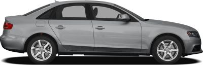 Side view of a silver sedan with alloy wheels