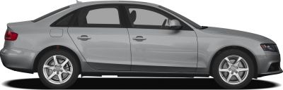Silver four-door sedan side profile with alloy wheels