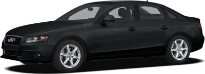 Black sedan with alloy wheels, sleek side profile