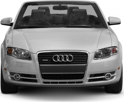 Front view of convertible with grille and headlights