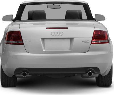 Rear view of convertible with dual exhaust and taillights