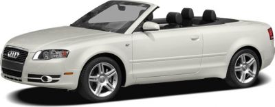 White convertible with alloy wheels and open roof, side profile