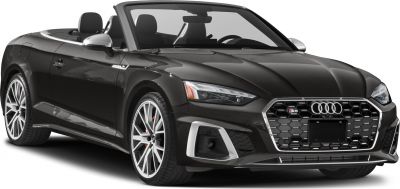 Front angle view of convertible with honeycomb grille and LED headlights