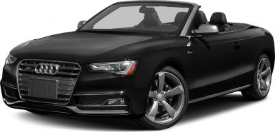 Black convertible showing front grille, headlights, and alloy wheels