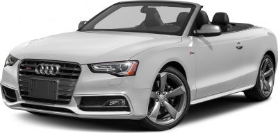 Convertible car front with LED headlights and alloy wheels