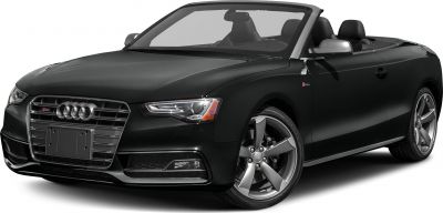 Front angle view showing LED headlights and alloy wheels of a convertible.
