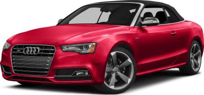 Convertible front side view with grille and alloy wheels
