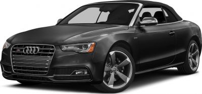 Front angle view of a luxury convertible with alloy wheels and sharp headlight design