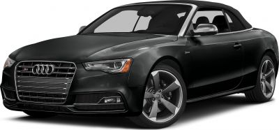 Front and side profile of a sporty convertible with distinctive grille and LED headlights