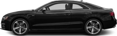 Side profile of black coupe with V6T badge and alloy wheels