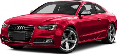 Red sport coupe front side with distinctive grille and alloy wheels